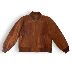 Vintage Hill Archer Jacket Mens 44 Brown Suede Leather Bomber